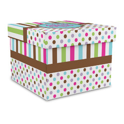 Stripes & Dots Gift Box with Lid - Canvas Wrapped - Large (Personalized)
