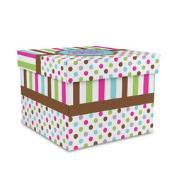 Stripes & Dots Gift Box with Lid - Canvas Wrapped - Medium (Personalized)
