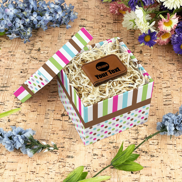Stripes & Dots Gift Boxes with Lid - Canvas Wrapped - Small - In Context