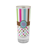 Stripes & Dots 2 oz Shot Glass -  Glass with Gold Rim - Set of 4 (Personalized)