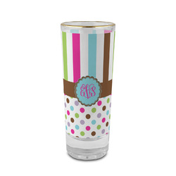 Stripes & Dots 2 oz Shot Glass - Glass with Gold Rim (Personalized)