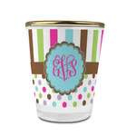 Stripes & Dots Glass Shot Glass - 1.5 oz - with Gold Rim - Single (Personalized)