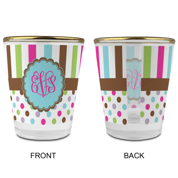 Stripes & Dots Glass Shot Glass - with gold rim - APPROVAL