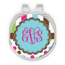 Stripes & Dots Golf Ball Marker - Hat Clip - Silver