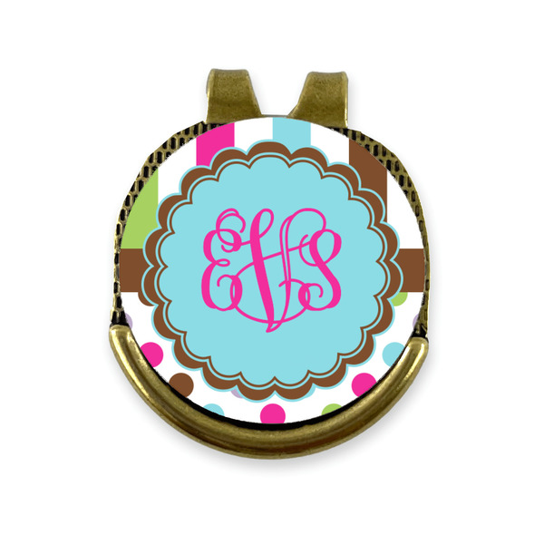 Custom Stripes & Dots Golf Ball Marker - Hat Clip - Gold