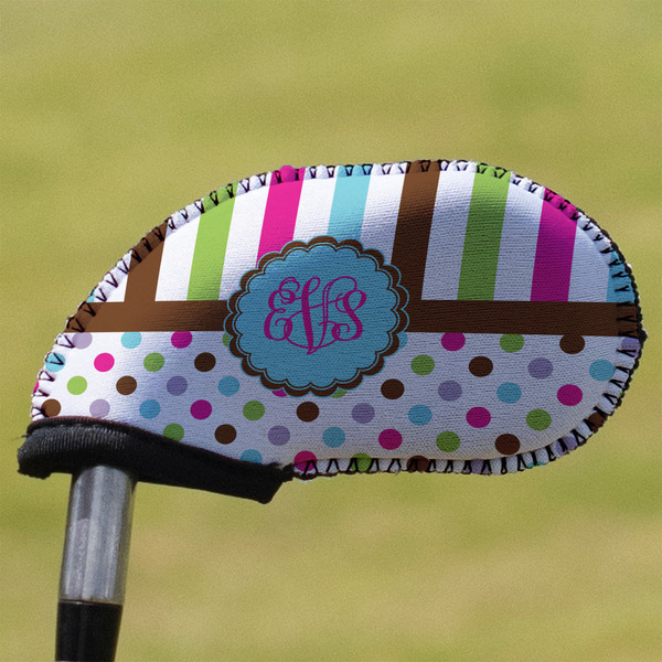 Custom Stripes & Dots Golf Club Iron Cover - Single (Personalized)