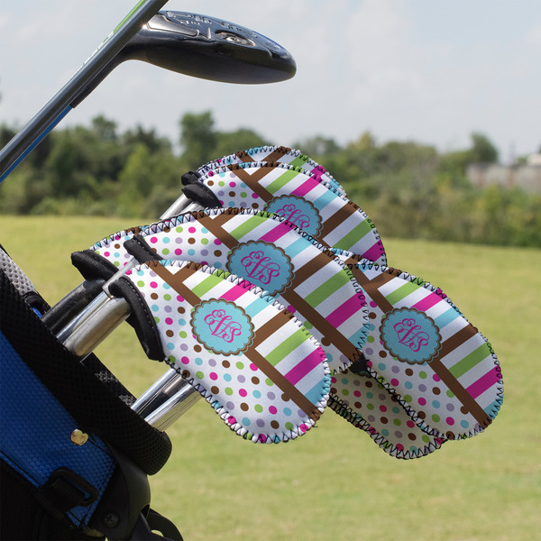 Custom Stripes & Dots Golf Club Iron Cover - Set of 9 (Personalized)