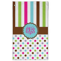Stripes & Dots Golf Towel - Poly-Cotton Blend - Large w/ Monograms
