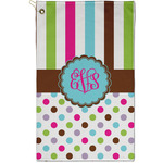 Stripes & Dots Golf Towel - Poly-Cotton Blend - Small w/ Monograms