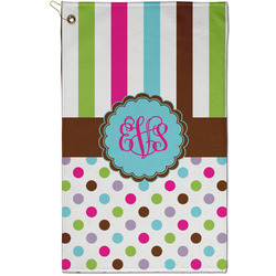 Stripes & Dots Golf Towel - Poly-Cotton Blend - Small w/ Monograms