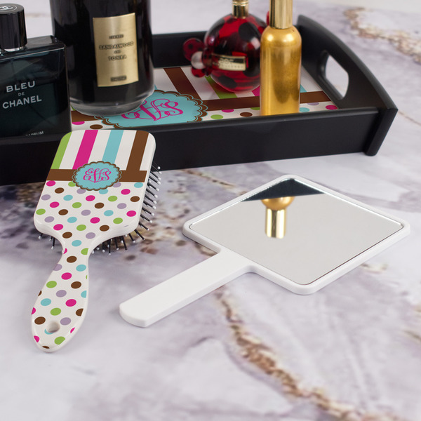 Stripes & Dots Hair Brush - With Hand Mirror
