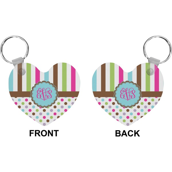 Stripes & Dots Heart Keychain (Front + Back)