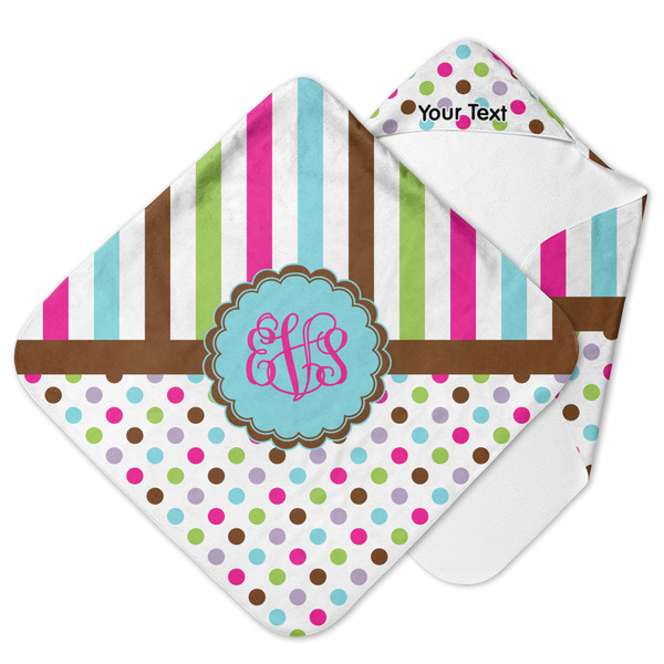 Custom Stripes & Dots Hooded Baby Towel (Personalized)