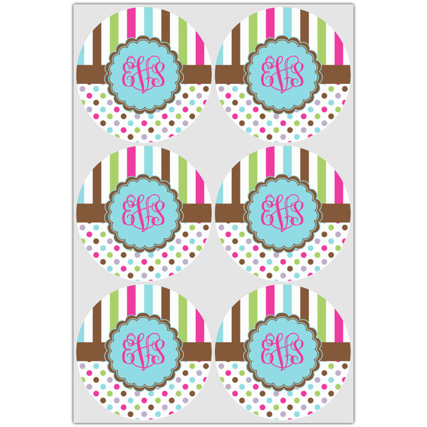 Stripes & Dots Icing Circle - Large - Set of 6