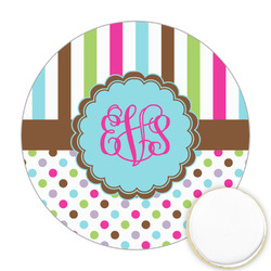 Stripes & Dots Printed Cookie Topper - Round (Personalized)