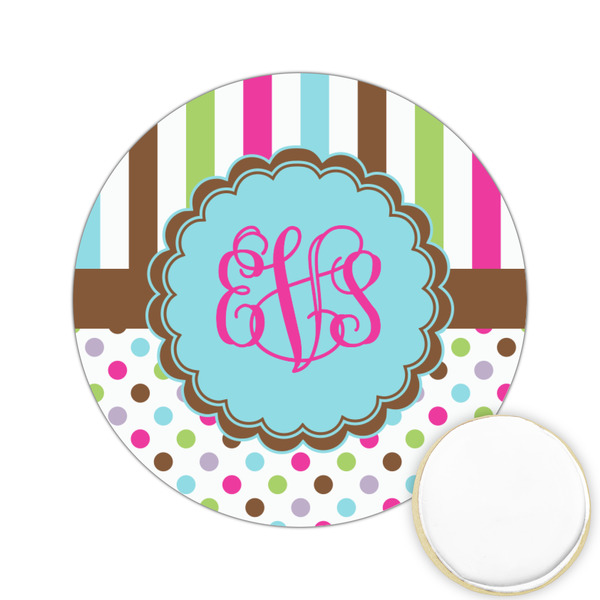 Custom Stripes & Dots Printed Cookie Topper - 2.15" (Personalized)