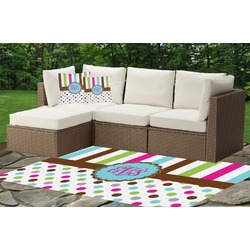 Stripes & Dots Indoor / Outdoor Rug - Custom Size w/ Monogram