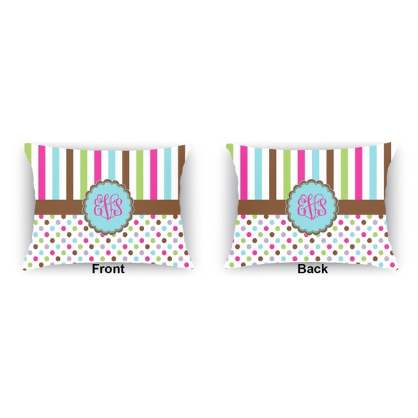 Stripes & Dots  Indoor Rectangular Burlap Pillow (Front and Back)