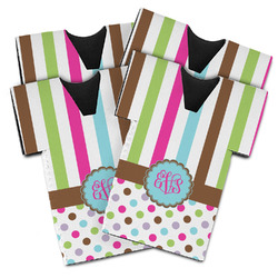 Stripes & Dots Jersey Bottle Cooler - Set of 4 (Personalized)