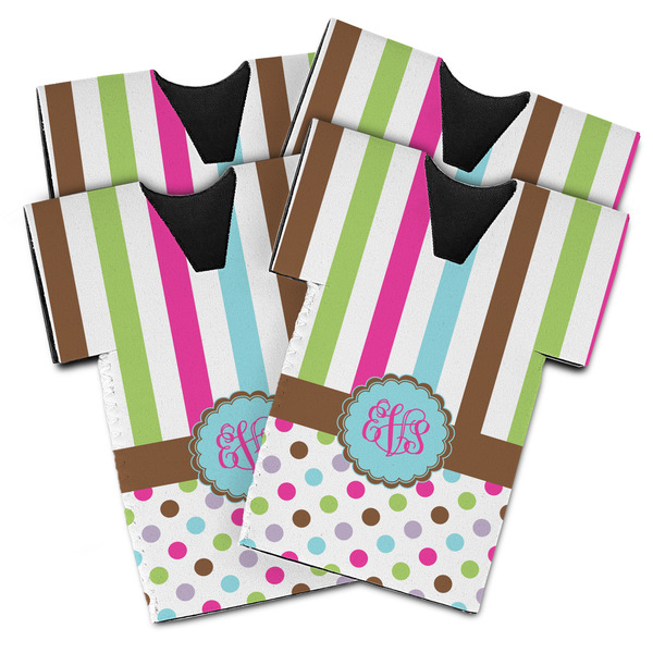 Stripes & Dots Jersey Bottle Cooler - Set of 4 - MAIN (flat)