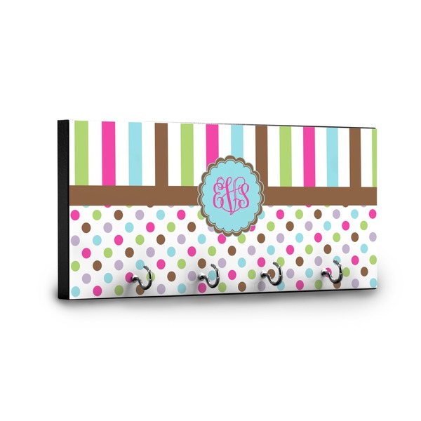Stripes & Dots Key Hanger - Front View with Hooks