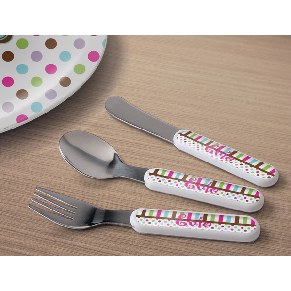 Stripes & Dots Kids Flatware w/ Plate