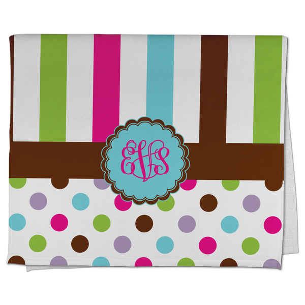 Custom Stripes & Dots Kitchen Towel - Poly Cotton w/ Monograms