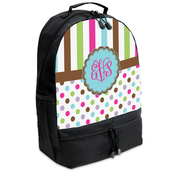 Custom Stripes & Dots Backpacks - Black (Personalized)