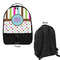 Stripes & Dots Large Backpack - Black - Front & Back View