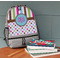 Stripes & Dots Large Backpack - Gray - On Desk