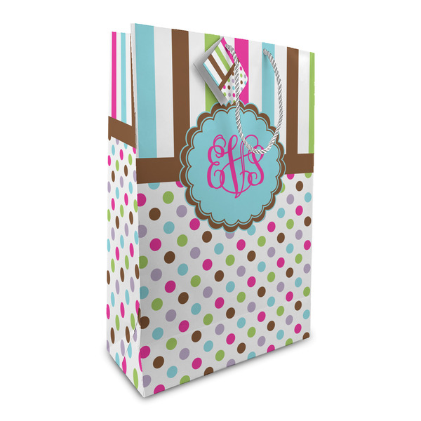 Custom Stripes & Dots Large Gift Bag (Personalized)