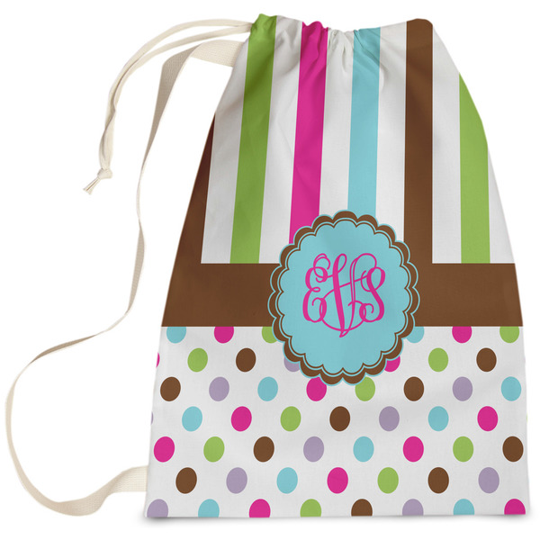 Custom Stripes & Dots Laundry Bag - Large (Personalized)