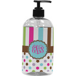 Stripes & Dots Plastic Soap / Lotion Dispenser (16 oz - Large - Black) (Personalized)