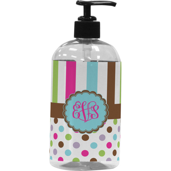Custom Stripes & Dots Plastic Soap / Lotion Dispenser (Personalized)
