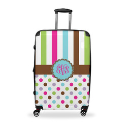 Stripes & Dots Suitcase - 28" Large - Checked w/ Monogram
