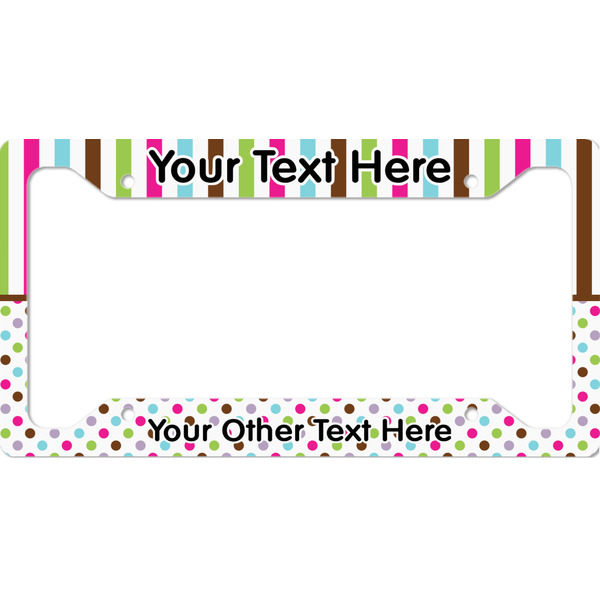 Custom Stripes & Dots License Plate Frame (Personalized)