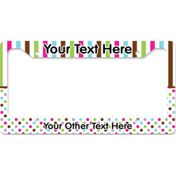 Stripes & Dots License Plate Frame - Style B (Personalized)