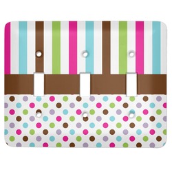 Stripes & Dots Light Switch Cover (3 Toggle Plate)