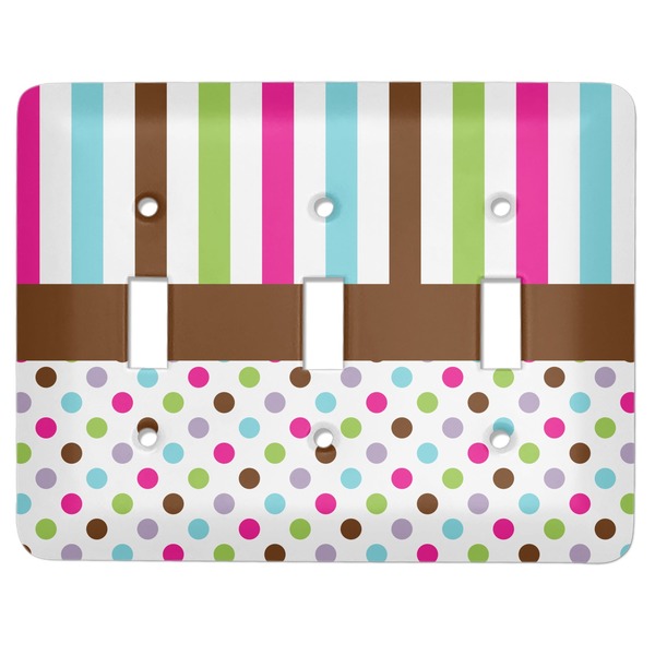 Custom Stripes & Dots Light Switch Cover (3 Toggle Plate)