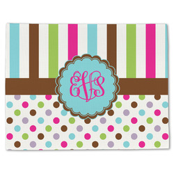 Stripes & Dots Single-Sided Linen Placemat - Single w/ Monogram