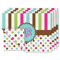 Stripes & Dots Double-Sided Linen Placemat - Set of 4 w/ Monogram