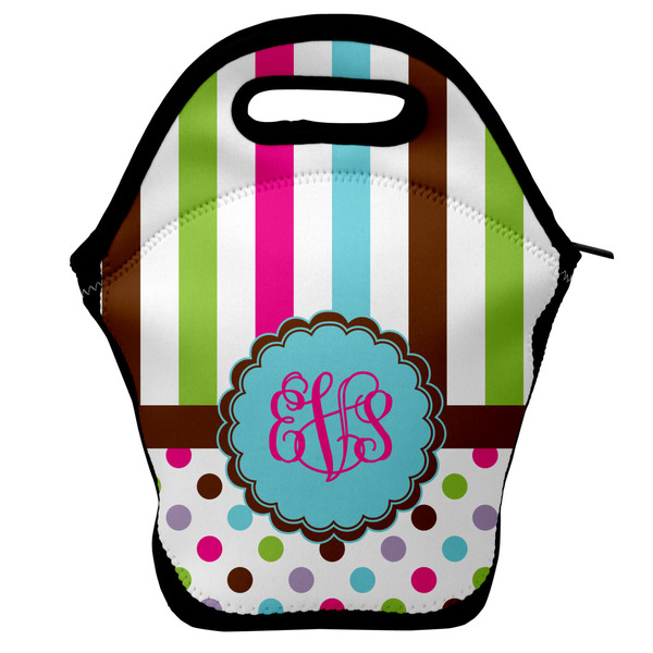 Custom Stripes & Dots Lunch Bag w/ Monogram