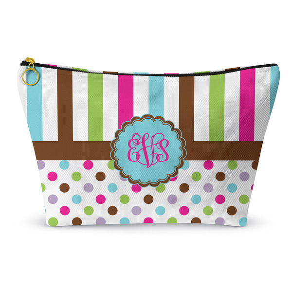 Custom Stripes & Dots Makeup Bag - Small - 8.5"x4.5" (Personalized)
