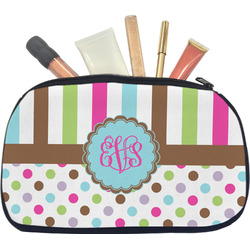 Stripes & Dots Makeup / Cosmetic Bag - Medium (Personalized)