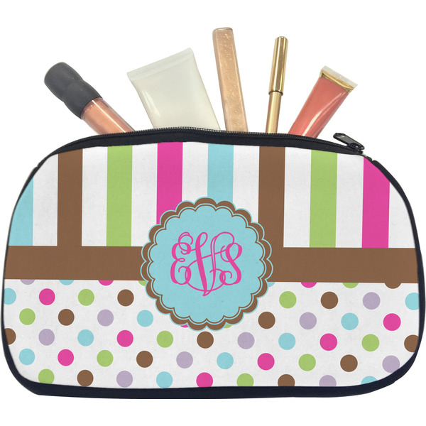 Custom Stripes & Dots Makeup / Cosmetic Bag - Medium (Personalized)