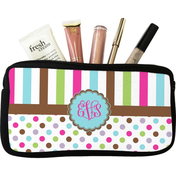 Custom Stripes & Dots Makeup / Cosmetic Bag - Small (Personalized)