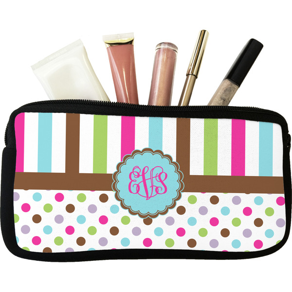 Custom Stripes & Dots Makeup / Cosmetic Bag - Small (Personalized)