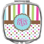 Stripes & Dots Compact Makeup Mirror (Personalized)