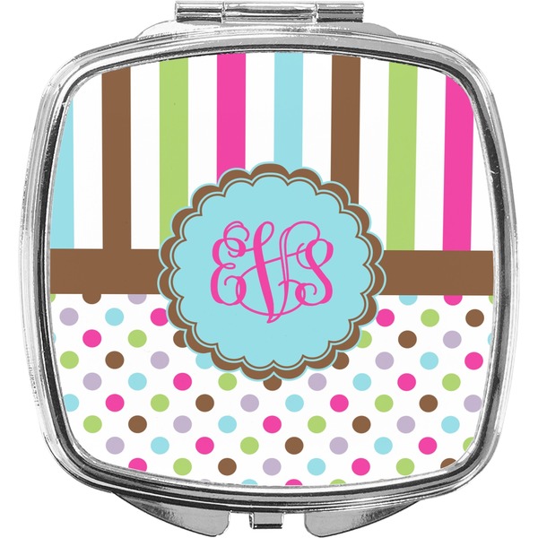Custom Stripes & Dots Compact Makeup Mirror (Personalized)