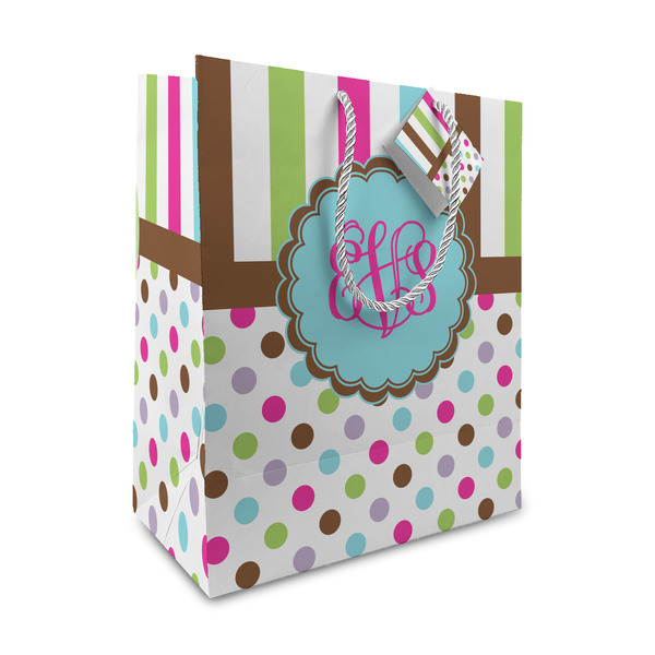 Custom Stripes & Dots Medium Gift Bag (Personalized)